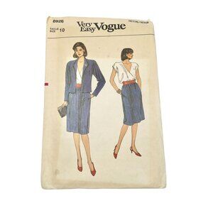 Very Easy Vogue 8926 Misses Jacket Skirt Blouse Size 10 Pattern uncut